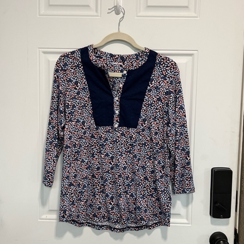 Lands End Floral 3/4 sleeve Tee